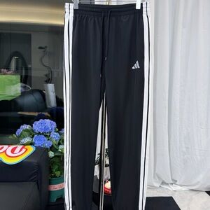 Black Track Pants with White Stripes
